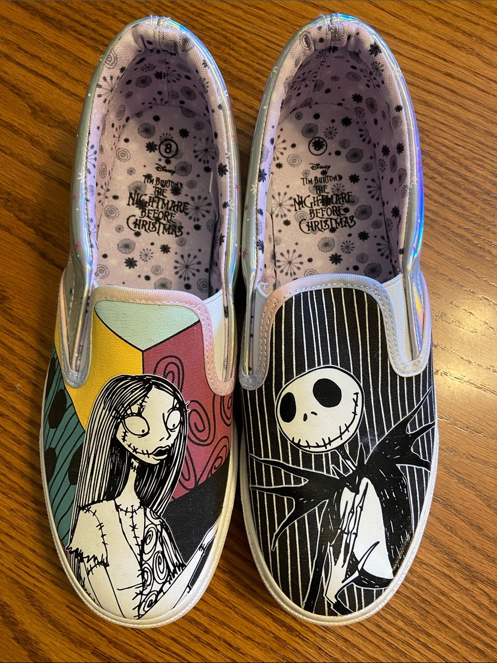 Nightmare Before Christmas Adult Comic Slip-On Shoes in Multi-Color